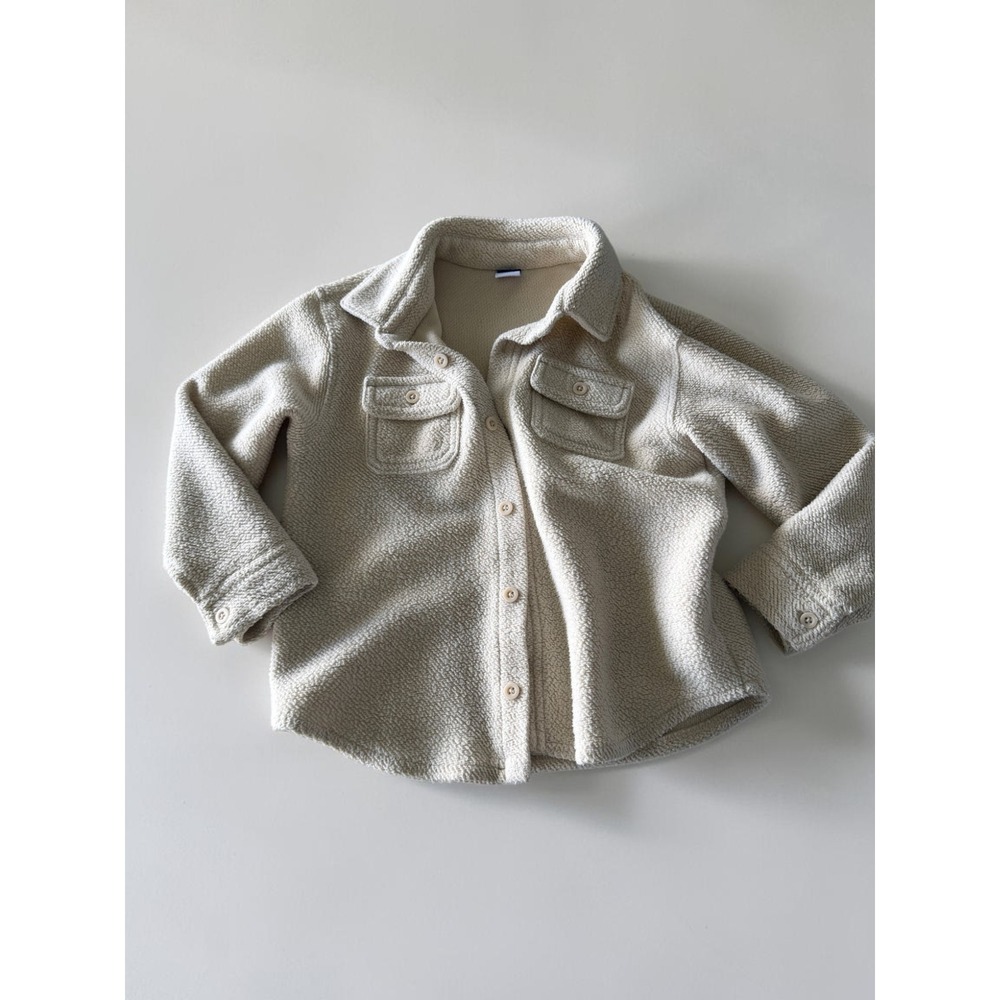 Old Navy Toddler Cream Boucle Button Front Shirt Jacket Shacket 5T Kids Cream